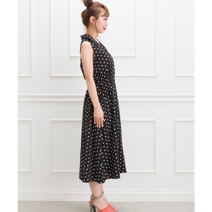 ドットオープンカラーノースリーブワンピース | SpRay | 詳細画像5 