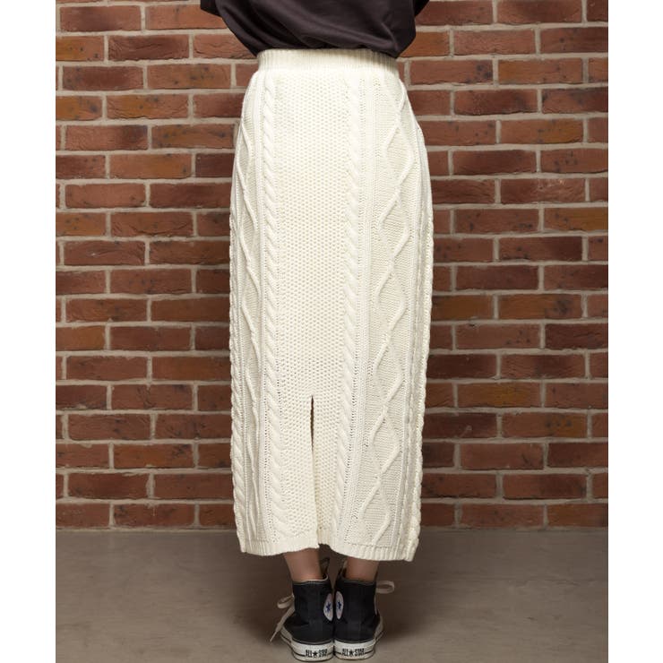 ケーブルニットロングタイトスカート[品番：SPRW0004972]｜SpRay