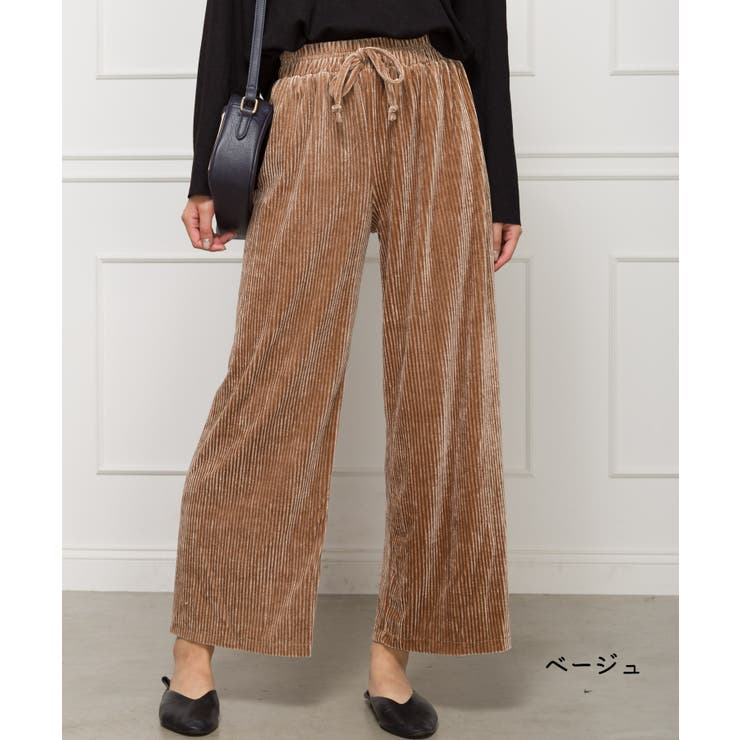 ベージュ | ベロアワイドパンツ | SpRay