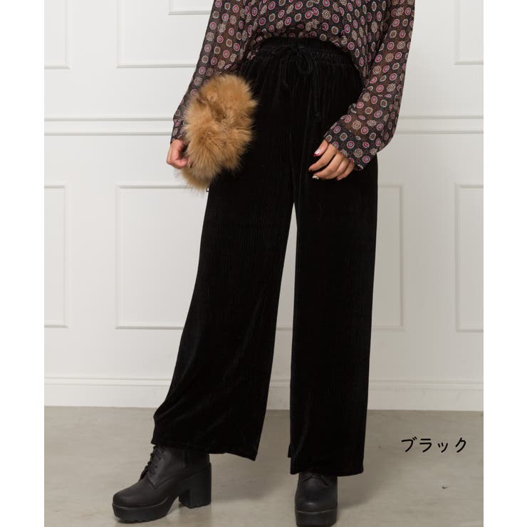 ブラック | ベロアワイドパンツ | SpRay
