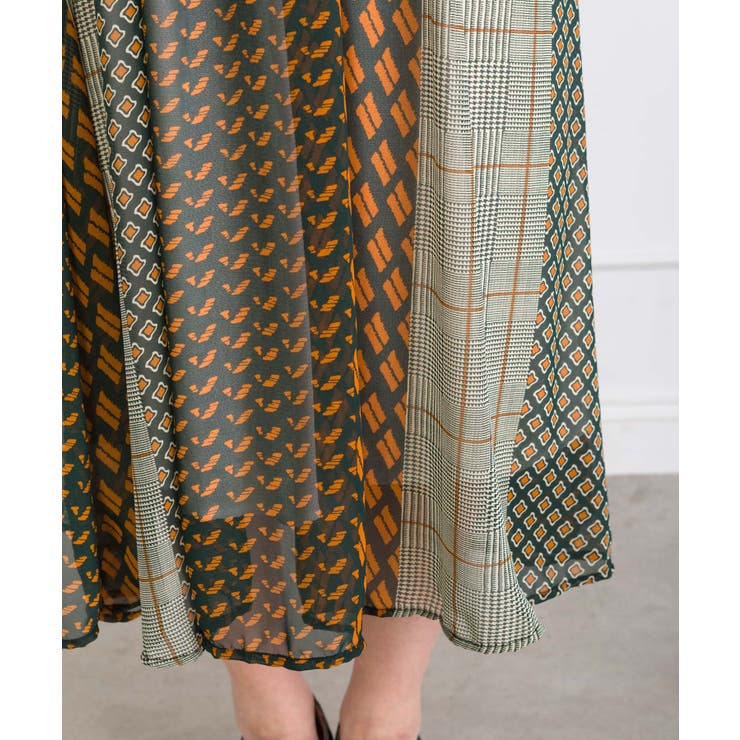 パッチワーク柄ロングスカート[品番：SPRW0005802]｜SpRay（スプレイ  