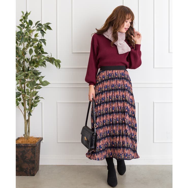 ピープル柄プリーツスカート | SpRay | 詳細画像3 