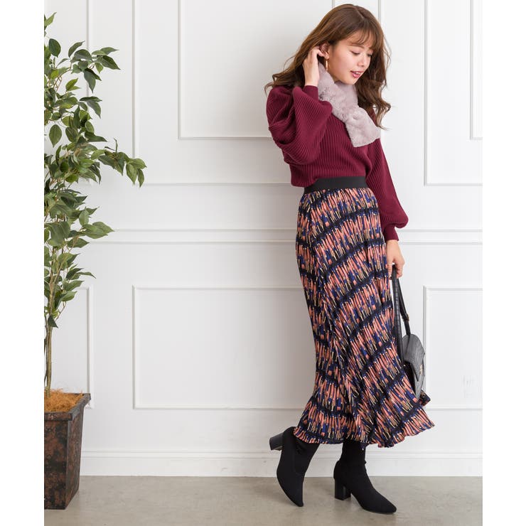 ピープル柄プリーツスカート | SpRay | 詳細画像4 