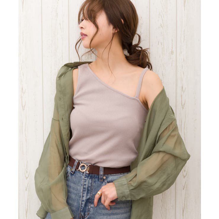 グレイッシュベージュ | アシメキャミタンクトップ | SpRay