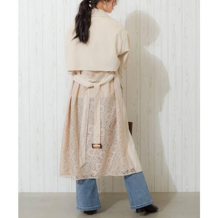 ライトベージュ（レース） | BACKチュールレーストレンチ | SpRay