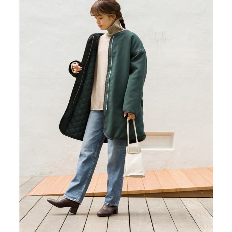 パイピングノーカラーコート[品番：SPRW0008446]｜SpRay（スプレイ