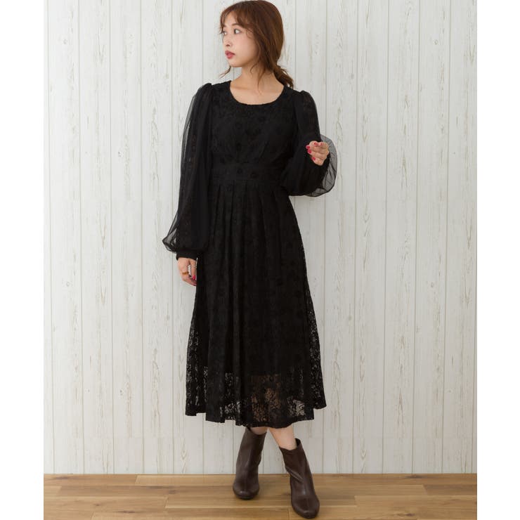 チュールレース長袖ワンピース チュールレース長袖ワンピース Amazon.co.jp: MMTYRMレディース