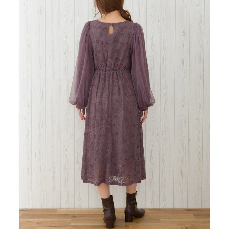 袖チュールレースワンピース[品番：SPRW0008105]｜SpRay（スプレイ）の