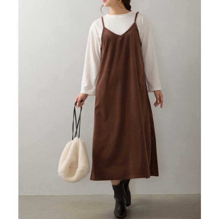 リボンキャミワンピアンサンブル 選べるタイプバックリボンキャミワンピース M L XL ショート丈