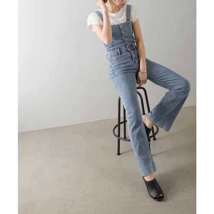 ストレッチDENIMフレアサロペット[品番：SPRW0008625]｜SpRay 