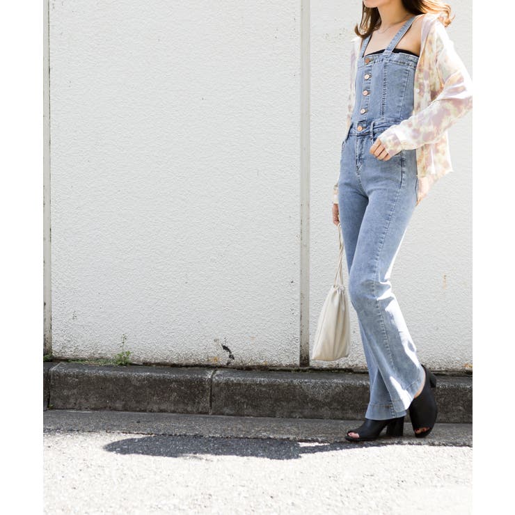 ストレッチDENIMフレアサロペット[品番：SPRW0008625]｜SpRay 