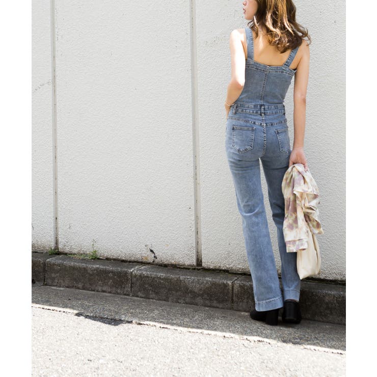 ストレッチDENIMフレアサロペット[品番：SPRW0008625]｜SpRay 