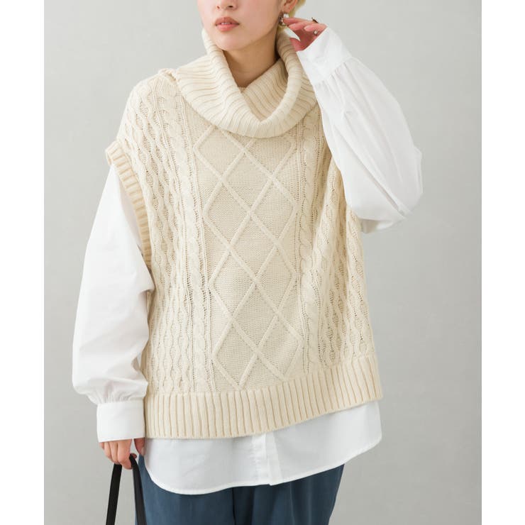 アイボリー | オフタートルベストレイヤード | SpRay