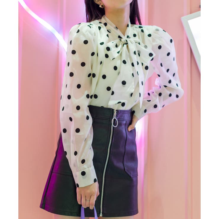 ドットボウタイブラウス[品番：SPRW0009280]｜SpRay（スプレイ