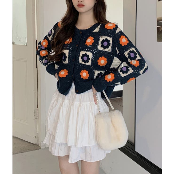 モチーフ柄かぎ針カーディガン[品番：SPRW0009091]｜SpRay（スプレイ