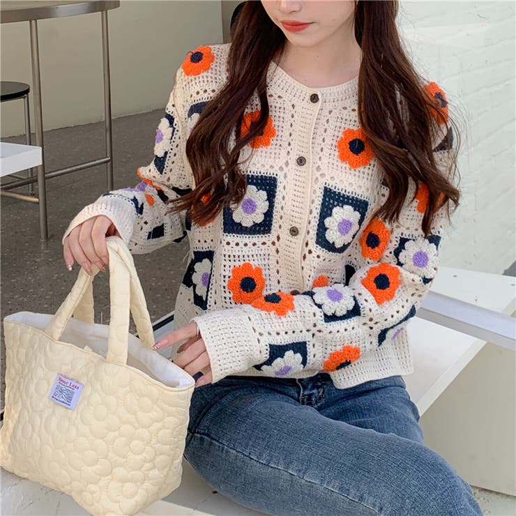 モチーフ柄かぎ針カーディガン[品番：SPRW0009091]｜SpRay（スプレイ