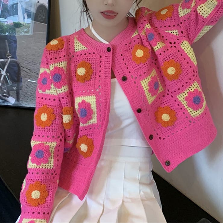 モチーフ柄かぎ針カーディガン[品番：SPRW0009091]｜SpRay（スプレイ