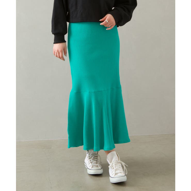 グリーン | テレコマーメイドロングスカート | SpRay