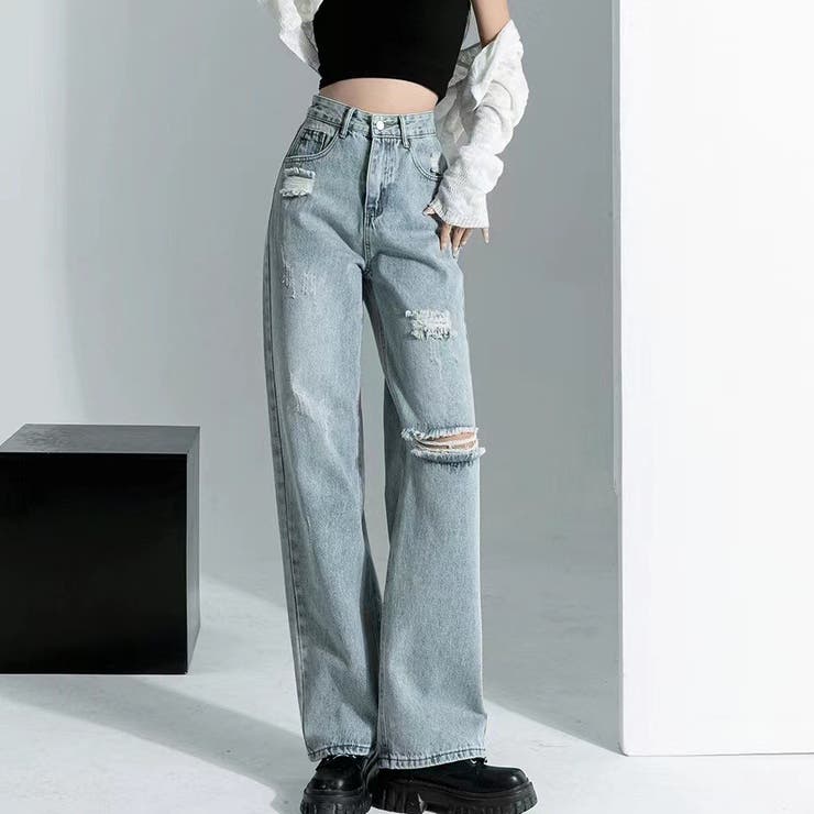 ライトブルー | ブロークンデニムストレート | SpRay