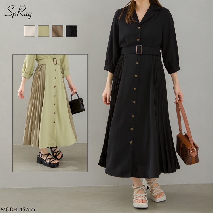 ワンピース おみつ様 ZARA】レース付きサテンミディ丈ワンピース 1377/927/251 (ZARA
