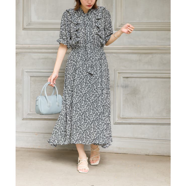 sugar花柄ボウタイフリルワンピース 花柄ボウタイフリルワンピース[品番：SPRW0009282]｜SpRay（スプレイ