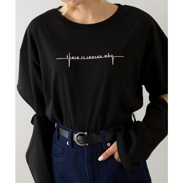 ロゴ刺繍肘あきロングTシャツ[品番：SPRW0009358]｜SpRay