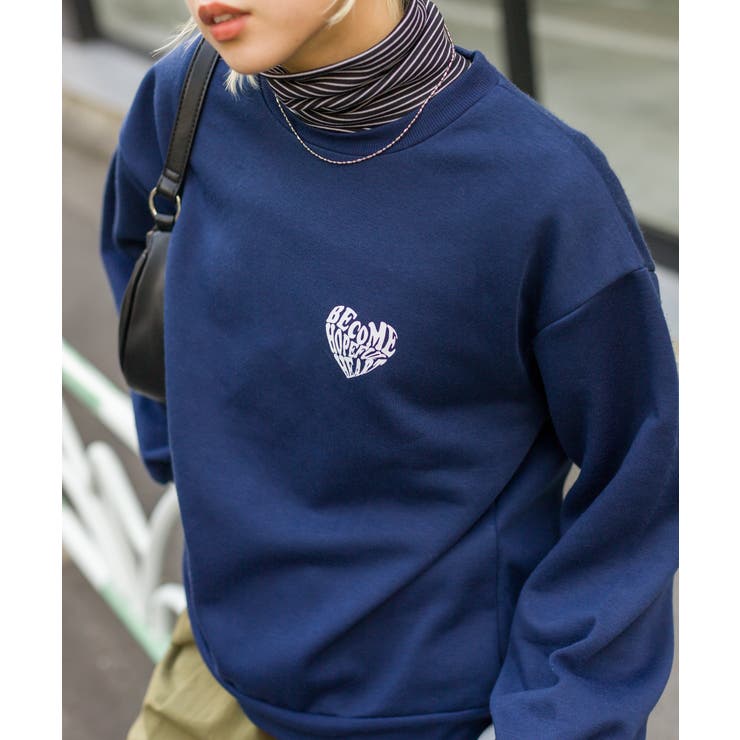 正規品♡裏毛スウェット♡ロゴ上下セット♡ネイビー BEAMS HEART（ビームス ハート）裏毛 エンブレム クルーネック