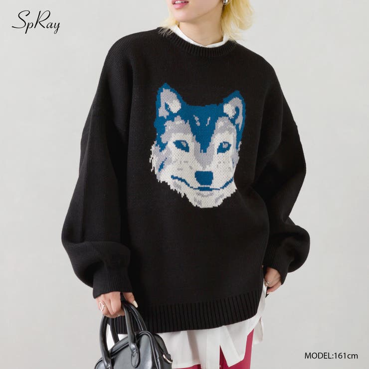 オオカミジャガードニット[品番：SPRW0009393]｜SpRay（スプレイ）の