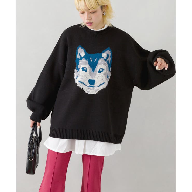 オオカミジャガードニット[品番：SPRW0009393]｜SpRay（スプレイ