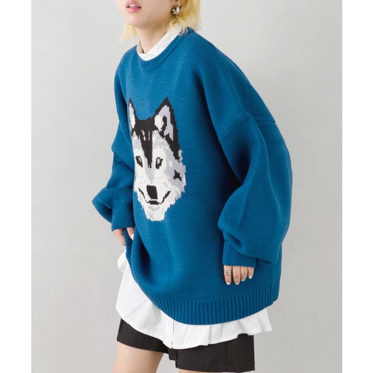 オオカミジャガードニット[品番：SPRW0009393]｜SpRay（スプレイ）の