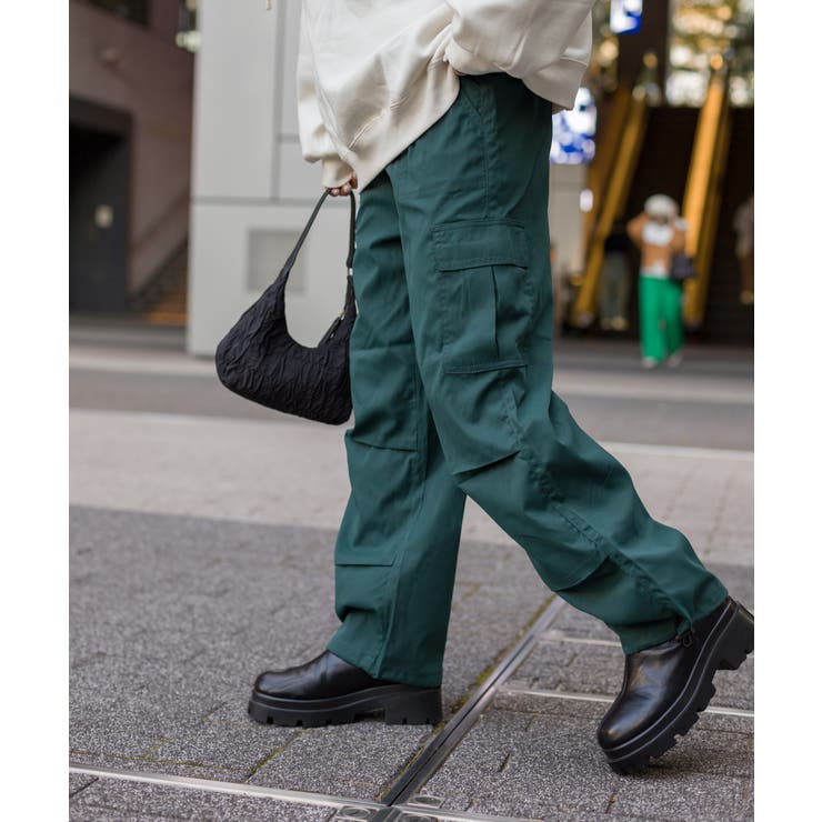 レディースパンツ サルエル カーゴパンツ モスグリーン - パンツ