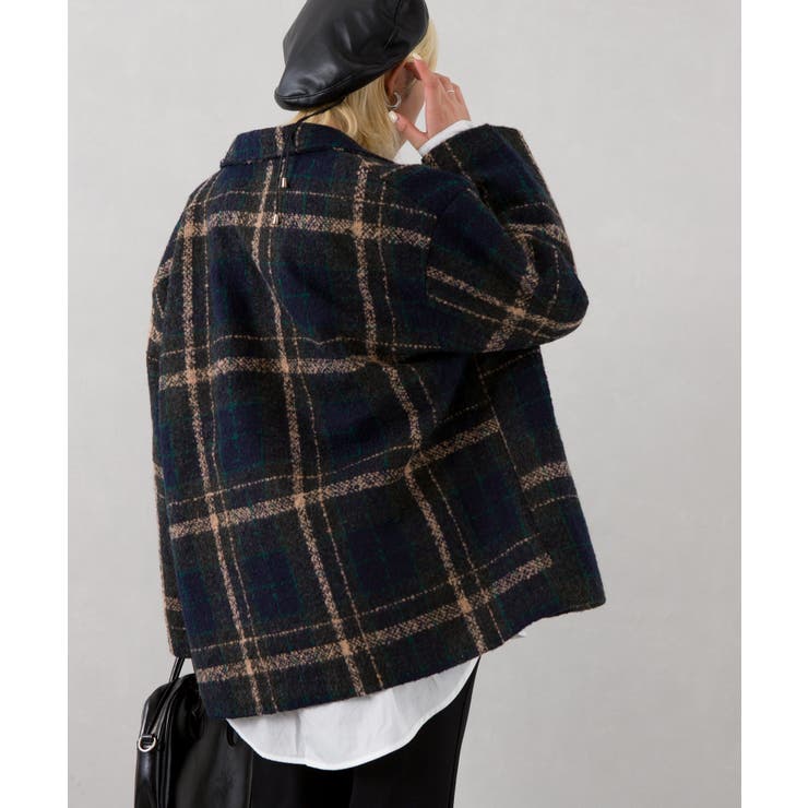 【至高の青】ビンテージ オンブレチェック ウールジャケット 裏キルト L 裏キルトエコウールチェックジャケット[品番：SPRW0009458]｜SpRay