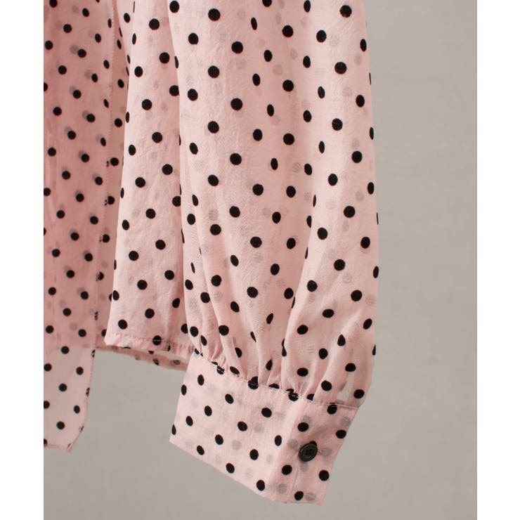 JUSGLITTY シアードットボウタイブラウス Sサイズ JUSGLITTYシアードットボウタイブラウス