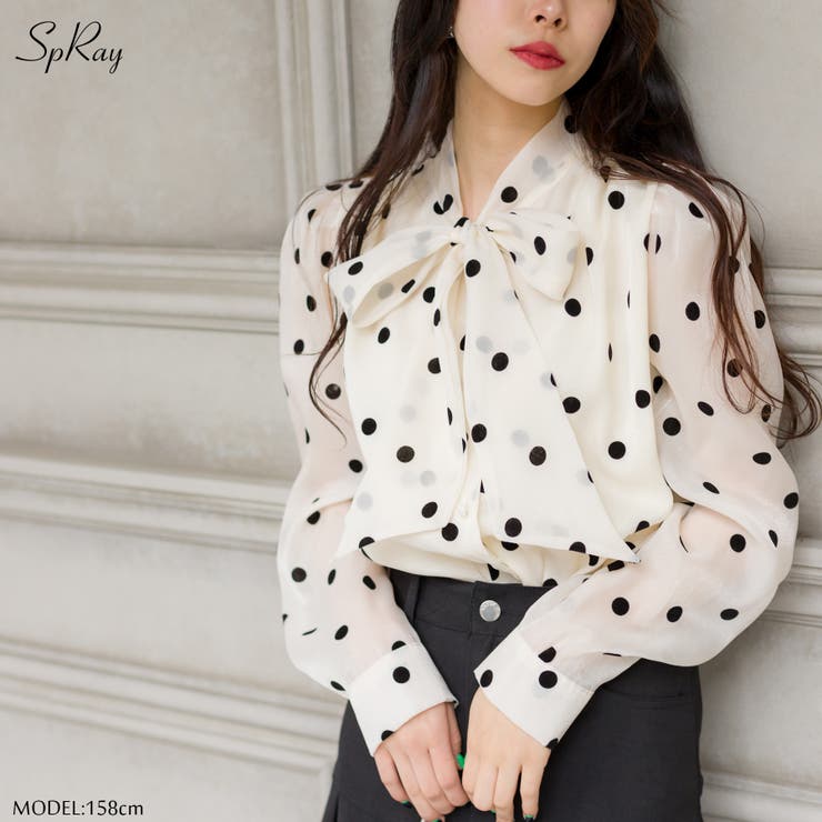 ドットボータイブラウス[品番：SPRW0009592]｜SpRay（スプレイ）のレディースファッション通販｜SHOPLIST（ショップリスト）