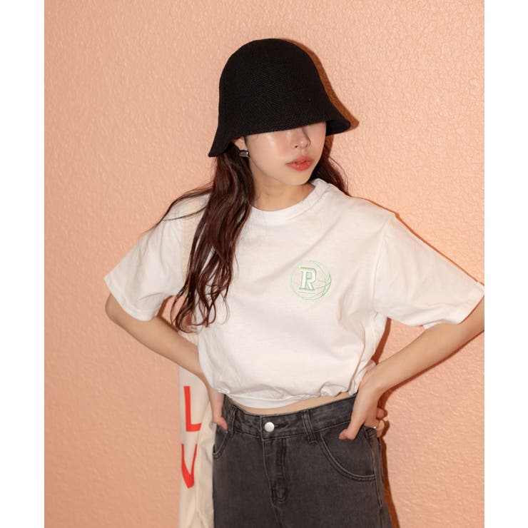 バスケロゴ刺繍クロップドTシャツ | SpRay | 詳細画像4 