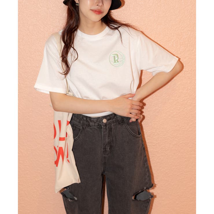 バスケロゴ刺繍クロップドTシャツ | SpRay | 詳細画像5 