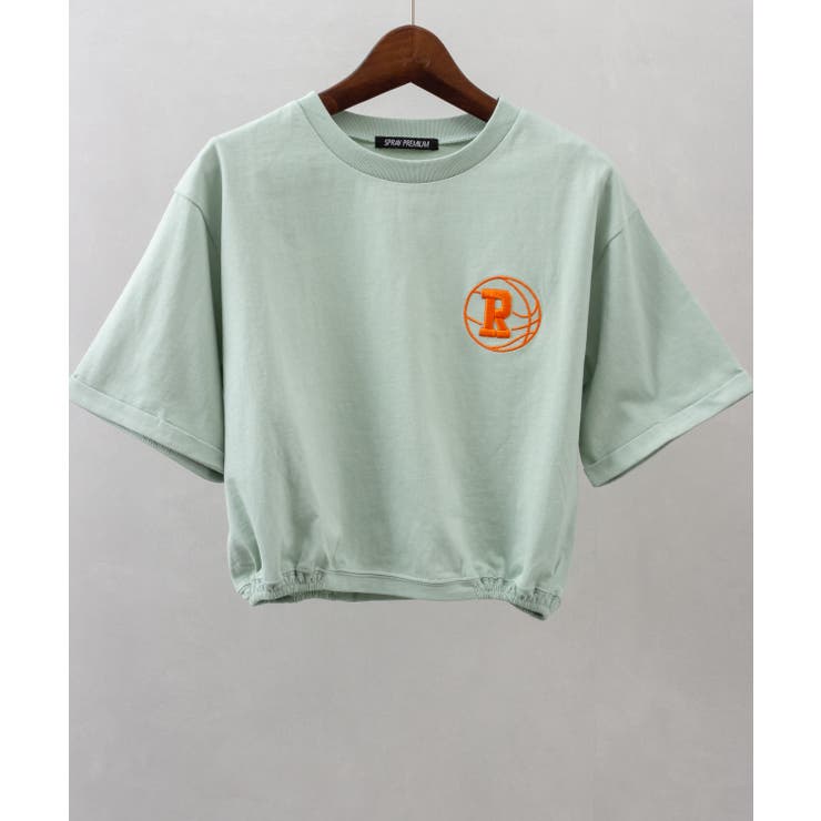 ライム | バスケロゴ刺繍クロップドTシャツ | SpRay