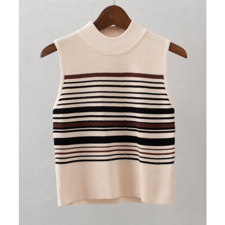 ベージュ | マルチボーダーハイネックタンク | SpRay
