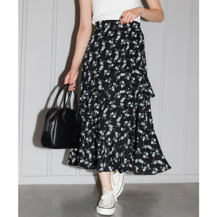 花柄フリルロングスカート | SpRay | 詳細画像3 