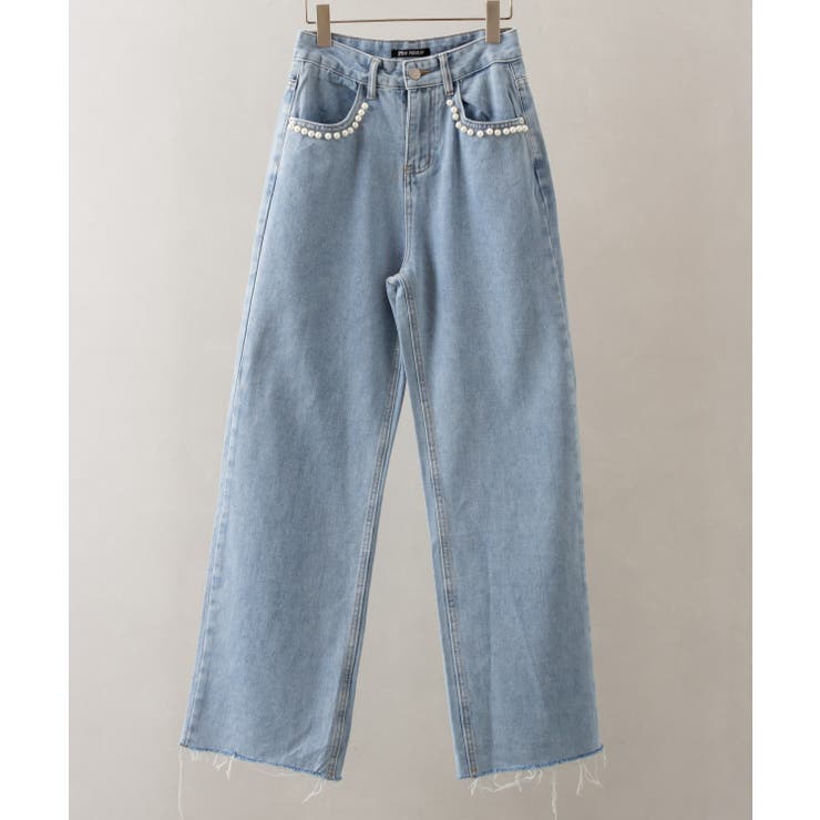 【新品タグなし】パールつきデニムパンツ 楽天市場】セール☆3990円→1990円 フロントパールデニム