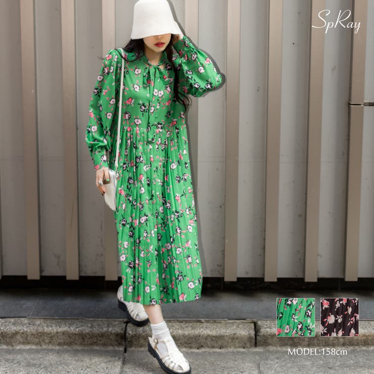花柄プリーツワンピース[品番：SPRW0009516]｜SpRay（スプレイ