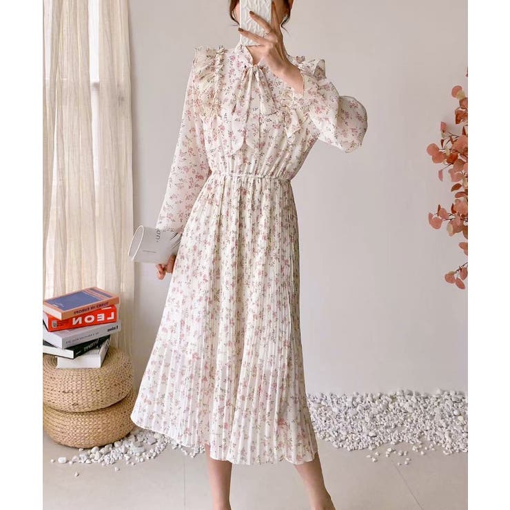 花柄ボウタイワンピース[品番：SPRW0009538]｜SpRay（スプレイ