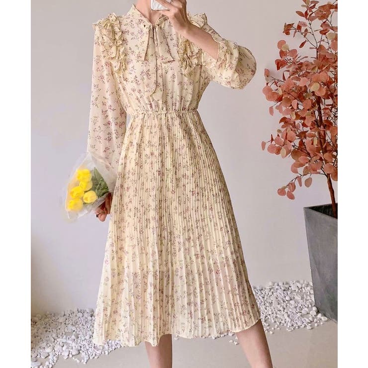 花柄ボウタイワンピース[品番：SPRW0009538]｜SpRay（スプレイ