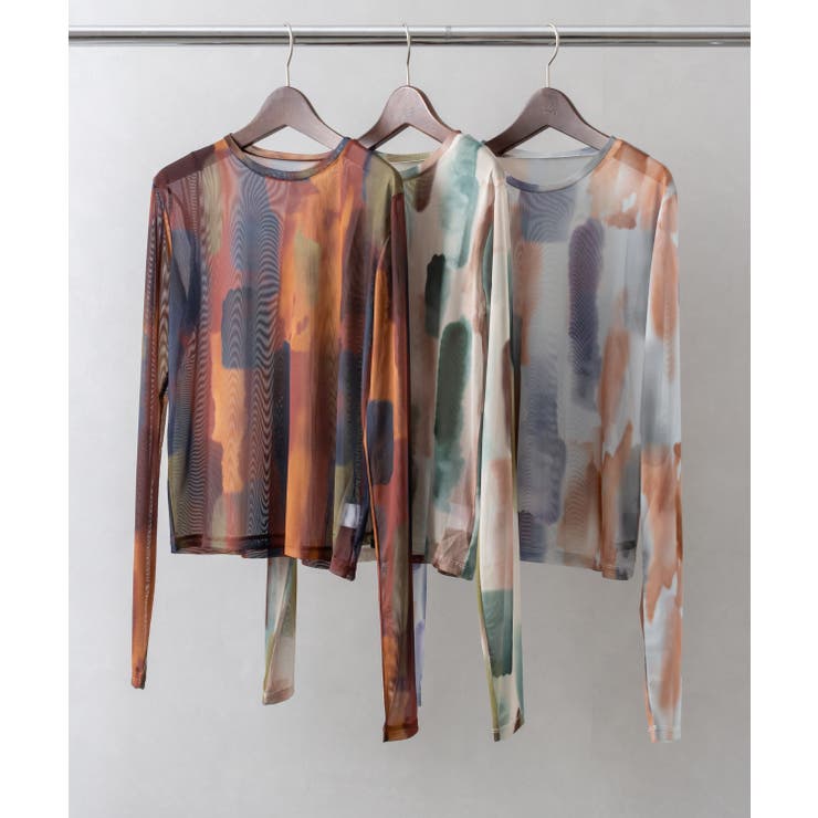 アート柄シアーロングTシャツ[品番：SPRW0009836]｜SpRay（スプレイ  