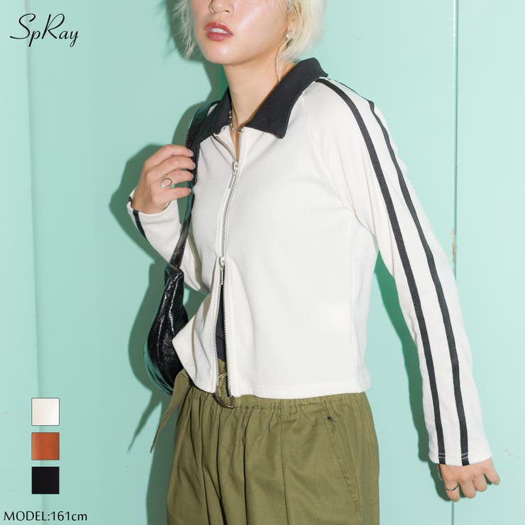 ライン入ダブルジップアップカットソー[品番：SPRW0009839]｜SpRay