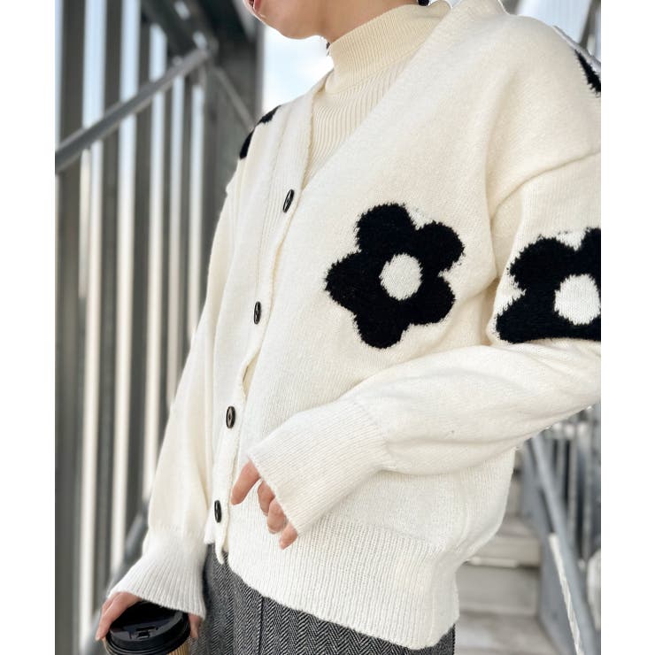 misha&puff flower cardigan ニット　カーディガン