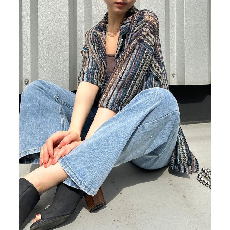 デニムラインストーンパンツ[品番：SPRW0010163]｜SpRay