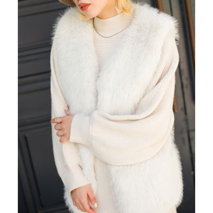 MY WHITE エコファーベスト MY WHITE エコファーベスト オンラインファッション - MY WHITE エコ