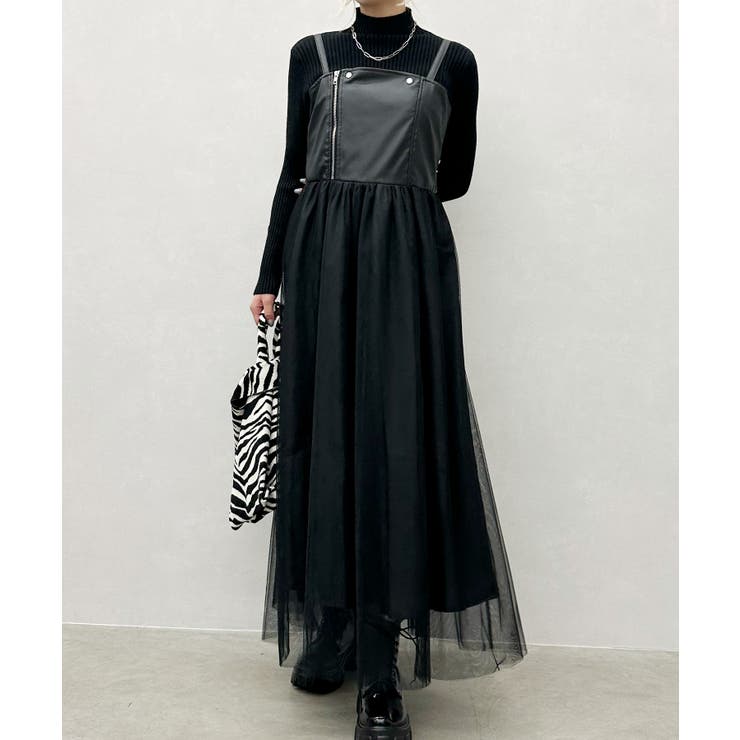 Mugler X  未使用タグ付き キャミソールワンピース ドレス 黒 MUGLER MUGLER ワンピース＆ドレス | チューブドレス ブラック