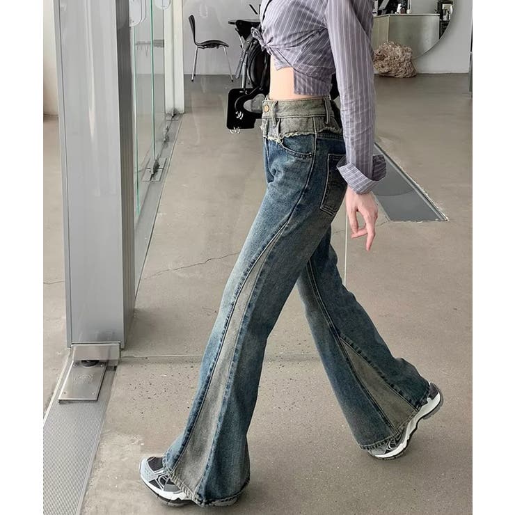 切替デニムフレアパンツ[品番：SPRW0010173]｜SpRay（スプレイ）の